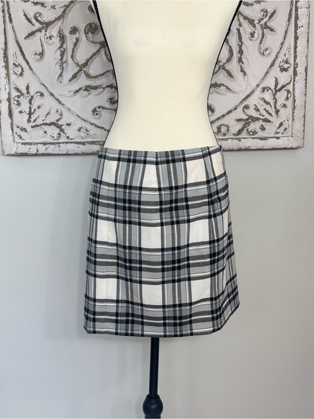 Outback Red Black and White Plaid Mini Skirt